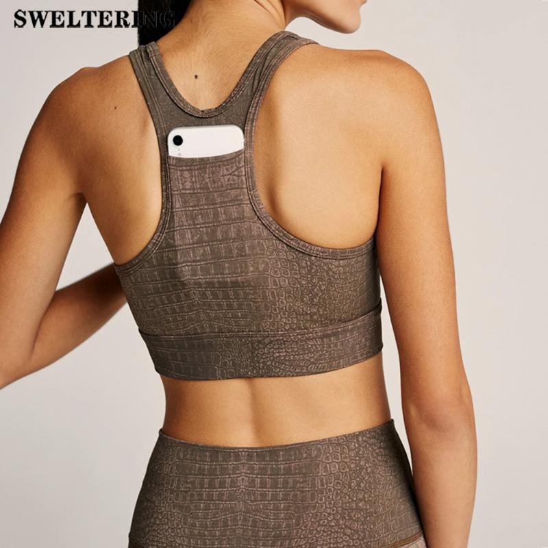 

Crocodile Pattern Sports Set Ladies 2Pcs Crop Top Bra Leggings Sportswear Workout Suit Running Fitness Gym Push Up Yoga Clothes