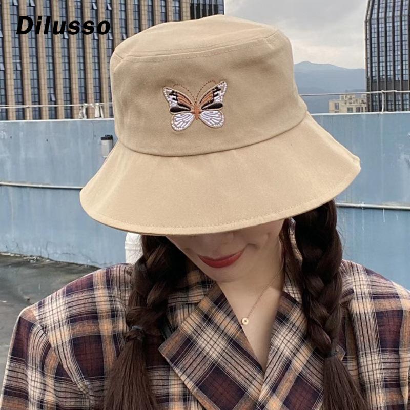 

butterfly Bucket Hat Double Sided Bucket Hat Smiling face Unisex Fashion Bob Cap Hip Hop Gorro Men Summer Cap, Pink