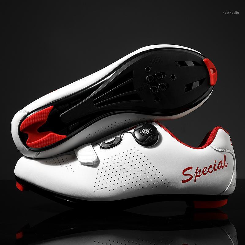 

White Lightweight Road Cycling Shoes Breathable Racing Bike SPD Cleat Shoes Professional Self-Locking Bicycle Sneakers1, See chart