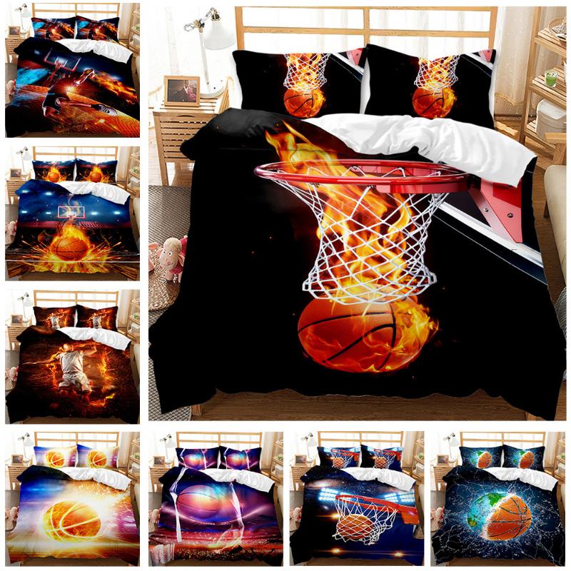 

Sports Basketball Fire 3D Print Comforter Bedding Set Queen  Single Size Duvet Cover Set Pillowcase Home Textile Luxury Gift, Blue