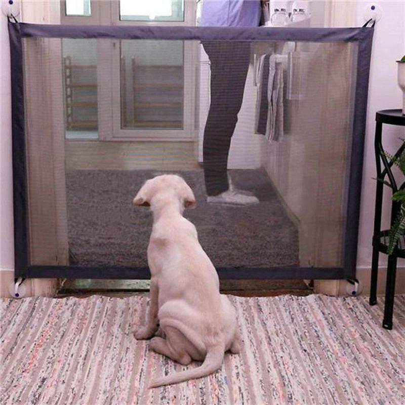 

Folding Dog Fence Pet Safety Gate Magic Gate Pet safety Enclosure Portable Isolation Net Guard Portable Dog Fences, As pic
