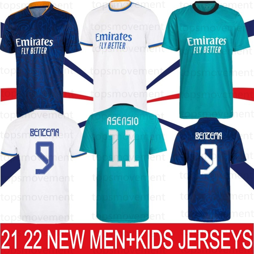 

REAL MADRID 21 22 Soccer Jerseys Football Shirt HAZARD BENZEMA CAMAVINGA ALABA ASENSIO MODRIC VALVERDE Camiseta Men + Kids Kit 2021 2022 Uni, Black;yellow