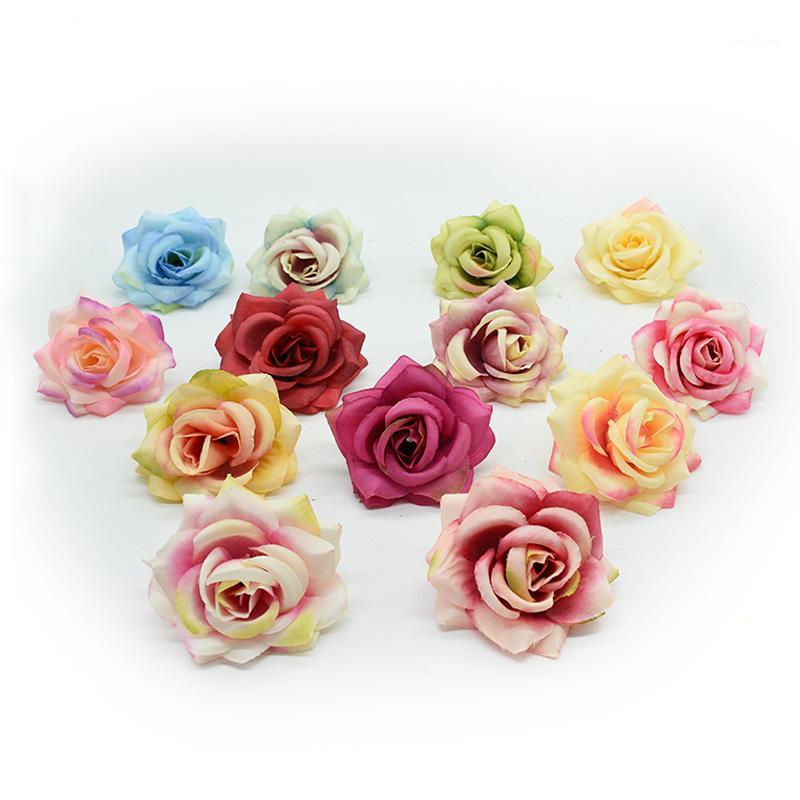 

10pcs 6cm Silk roses flower wall home decoration accessories scrapbooking diy gifts Christmas garland cheap artificial flowers1, Color 4