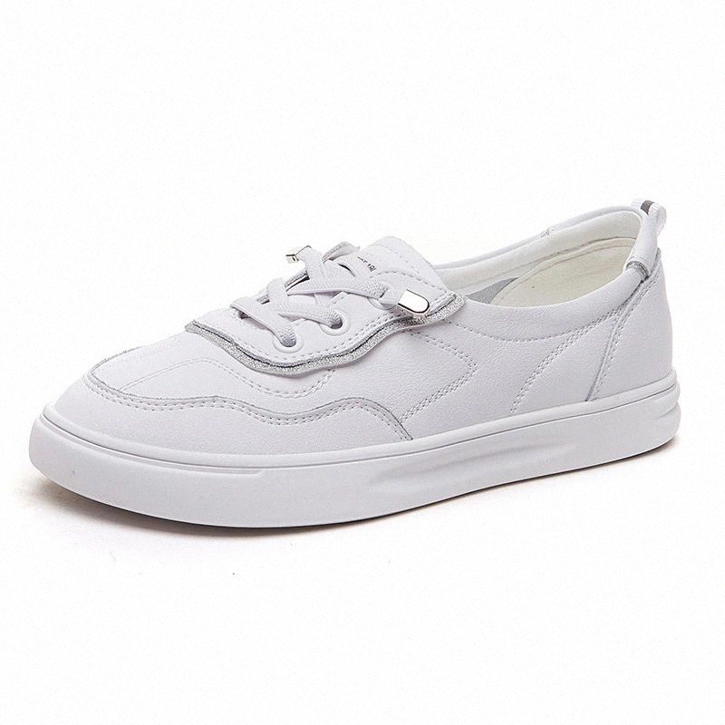 

100% Genuine Leather Shoes Women Sneakers Casual Woman White Shoes Fashion Brand Ladies Footwear A2525 #Q40Z, Green