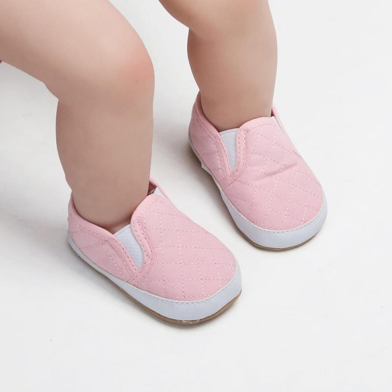 

Baby Solid Color Canvas Shoes Lazy Elastic Band One Step Baby Toddler Shoes Infant Soft-soled Walking Footwear w1, Pink