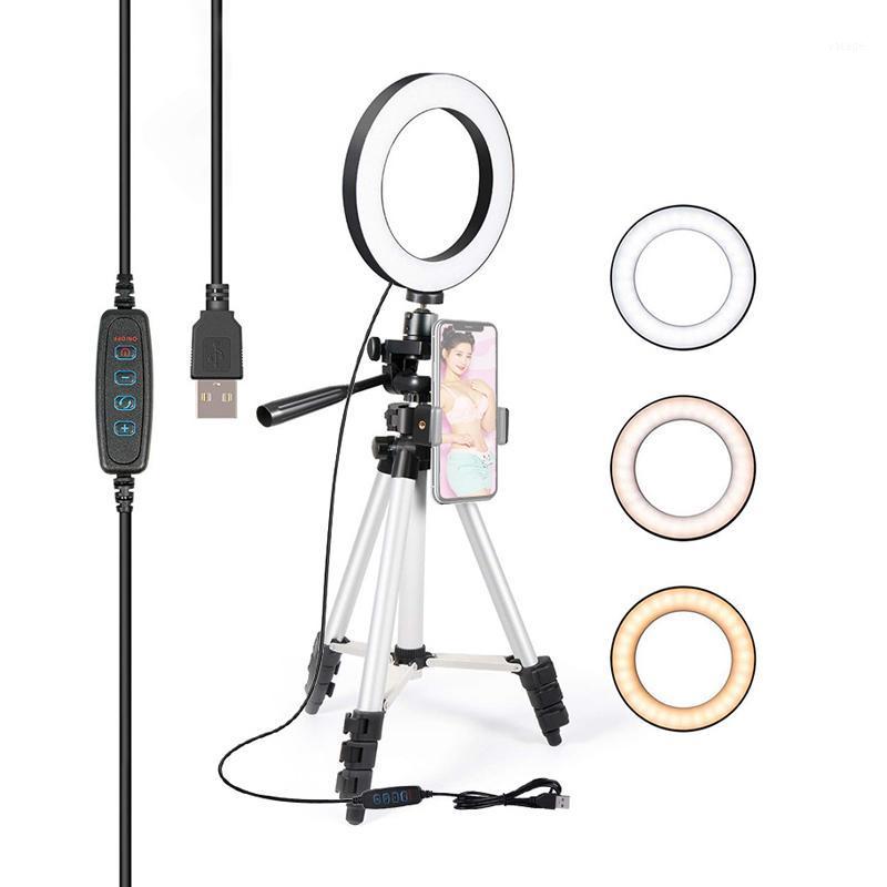 

Photography Phone Selfie Ring Light Profissional 6" Dimmable Lamp with Tripod Stand USB for Studio Video Photo Ringlight White1