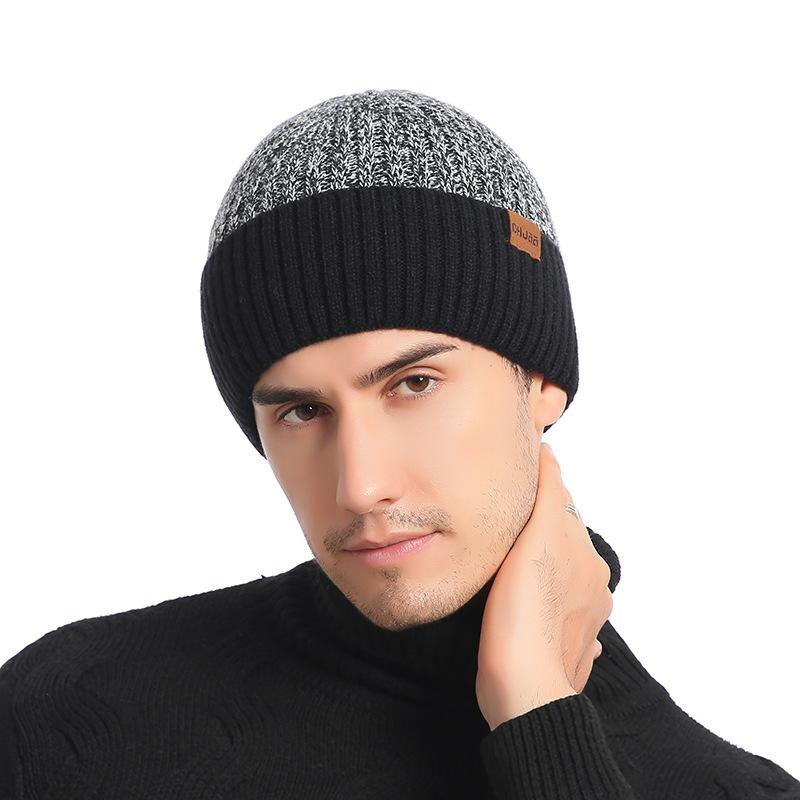 

Autumn and Winter Europe and America New Products Men Women Wool Cap Warm plus Velvet Set of Head Cap Hat, Dark blue