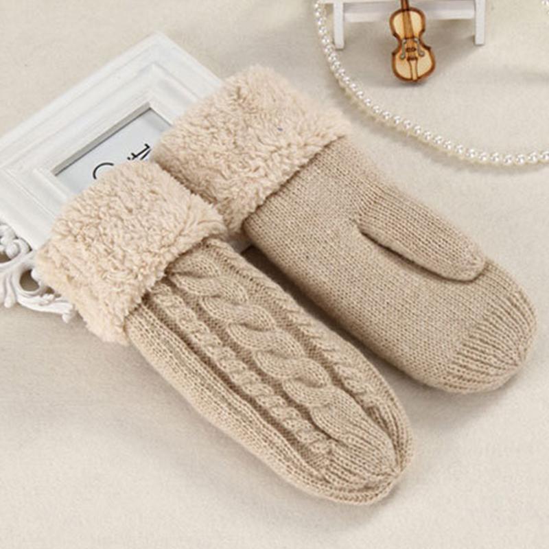 

Fashion Mittens Women Warm Winter knitted Cashmere Twisted warm gloves