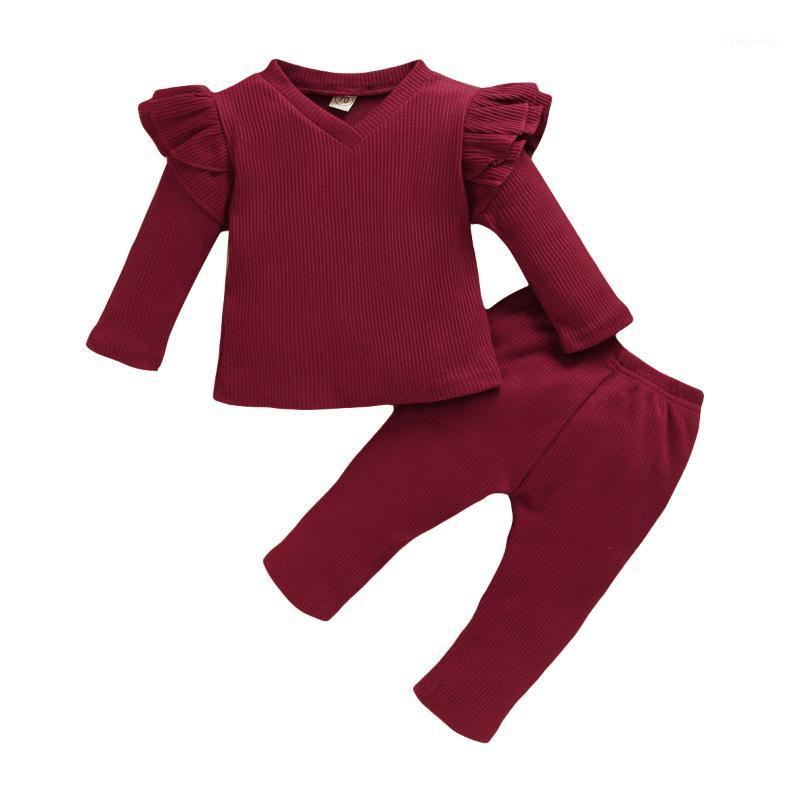 

2pcs Newborn Baby Solid Color Suit Long Sleeve Round Neck Loose Top Lace Trousers Boys Girls Autumn Clothing1, Blue