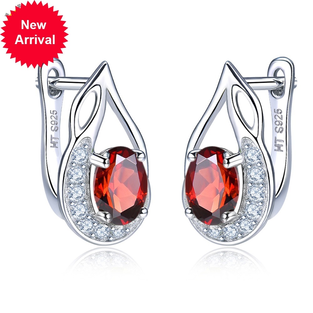 

Hutang garnet natural earrings precious zircon solid 925 silver sterling fashion fine stone jewelry for girl best gift new