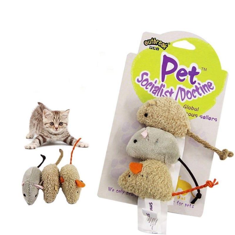 

3Pcs Creative Pet Cat Toys Catnip Mice Fur False Plush Fake Mouse Kitten Cat Playing Toys Little fat mouse
