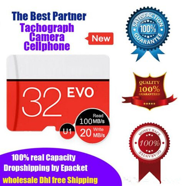 

dhl brand 100% real capacity 32bg 64gb micro sd memory card tf u1 class10 high speed quality retail drop