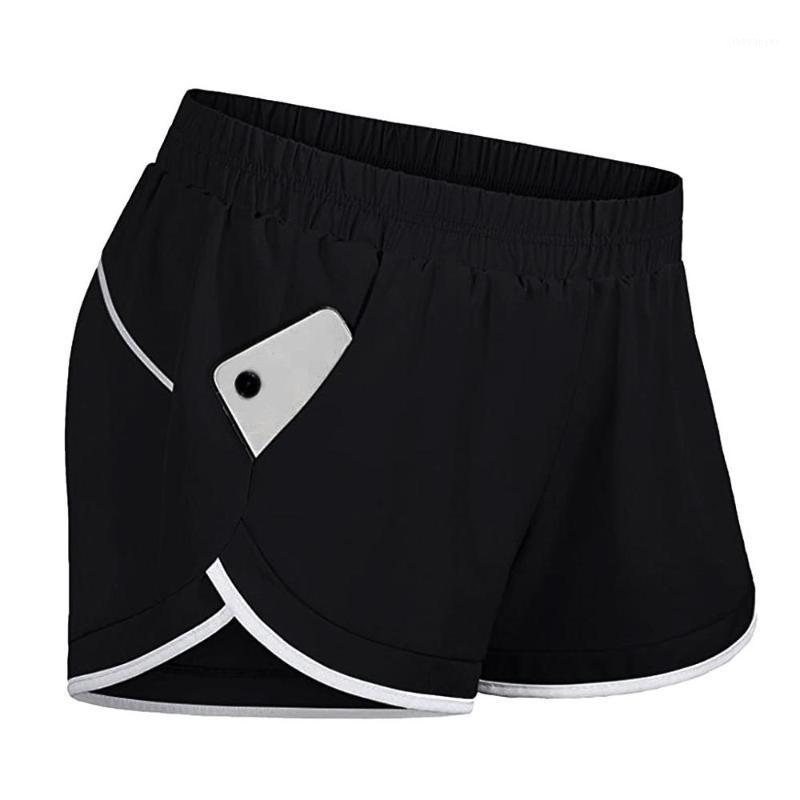 

Women' Elastic Wasit Workout Shorts with Liner Pockets Solid Color Sport Yoga Running Short For female Summer Outdoor1, Blue
