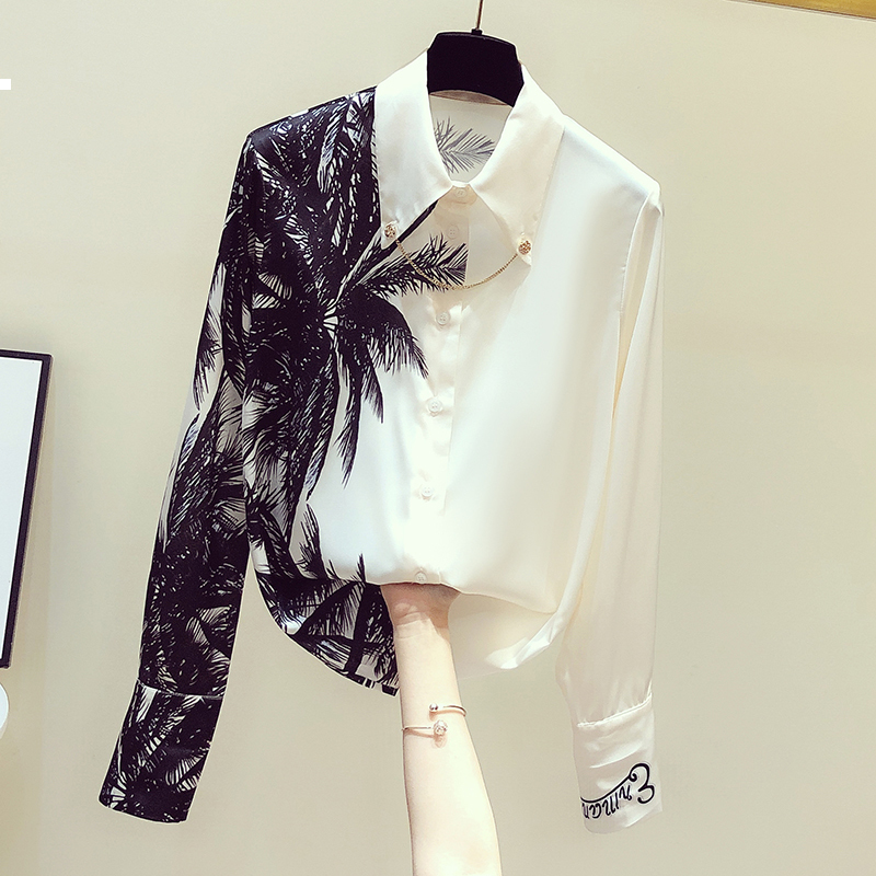 

Autumn 2021 New and New Summer Long White Sleeves Female Graphic Shirt Designer Luxury Clothing Km5h OYJF, Creamy-white.