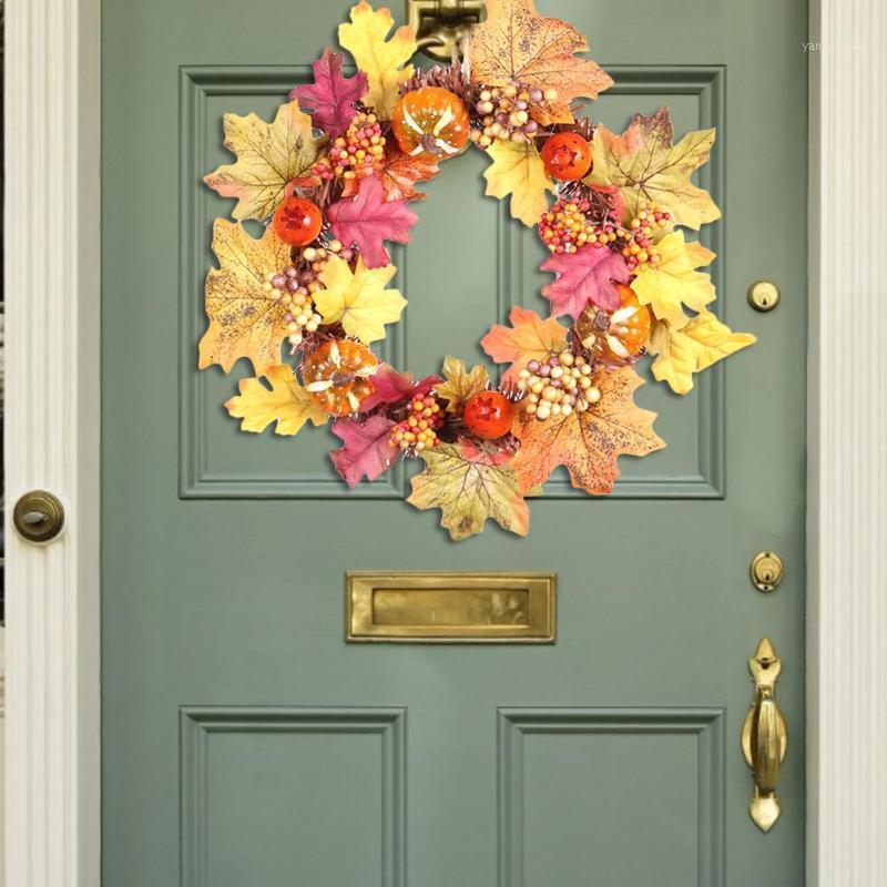 

Christmas Decorations Garland Pumpkin Fall Door Wreath Door Wall Ornament Thanksgiving Day Party Decor Window Pendant1, Yellow