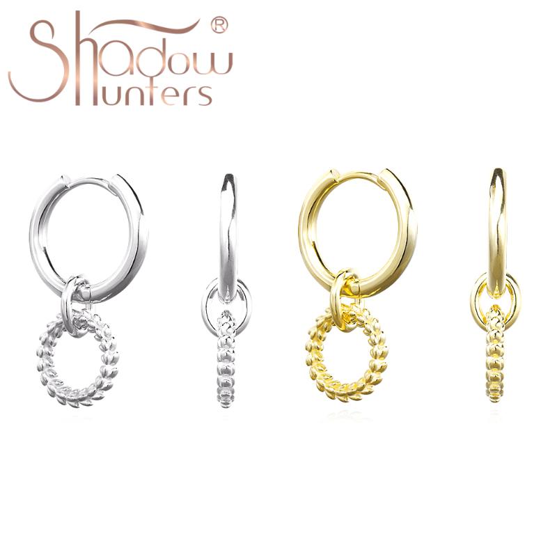 

SHADOWHUNTERS Real 925 Sterling Silver Twist Circle Drop Earrings Wreath Charm For Women Luxury Jewelry Punk Piercing For Gifts