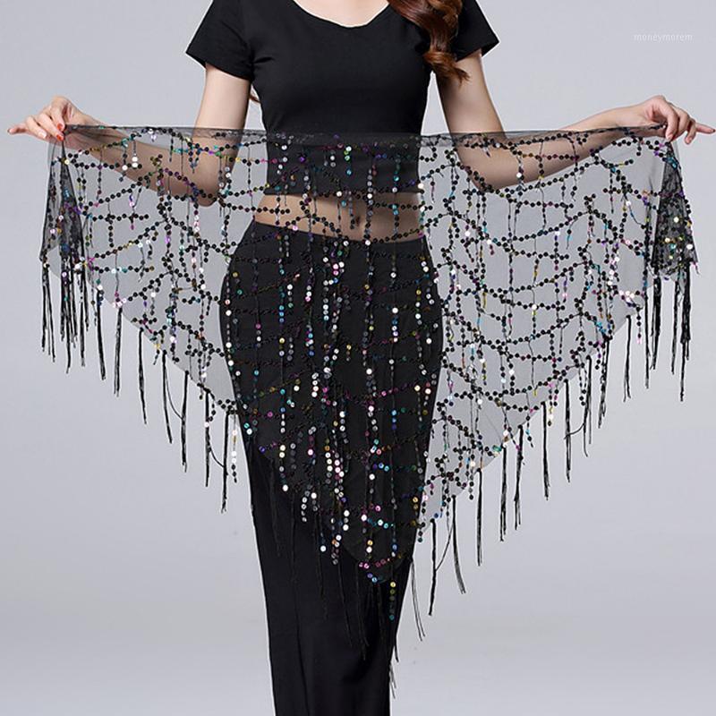 

Fashion Women Belly Dance Costumes Sequins Tassel Belly Dance Hip Scarf For Women Dancing Belt Hip Scarf1, Black