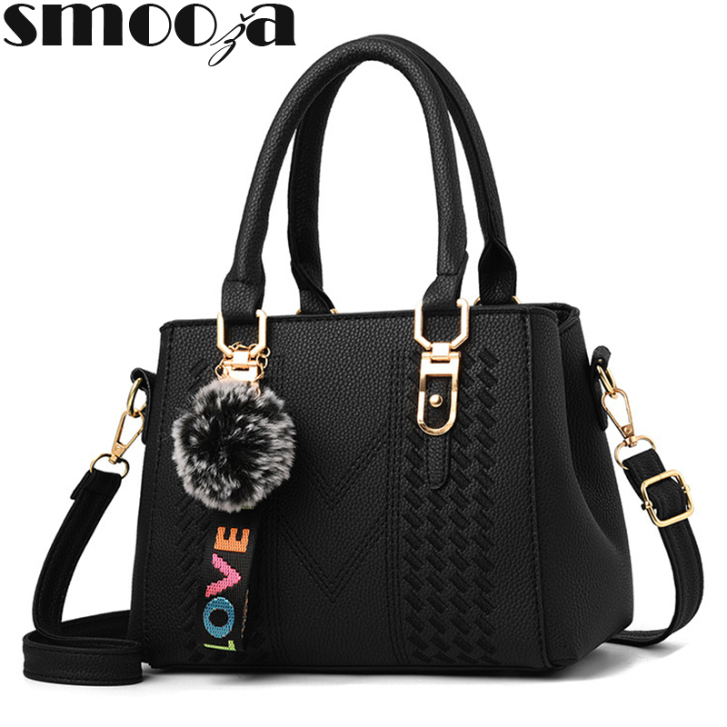 

HBP SMOOZA Embroidery Messenger Bags Women Leather Handbags, Black