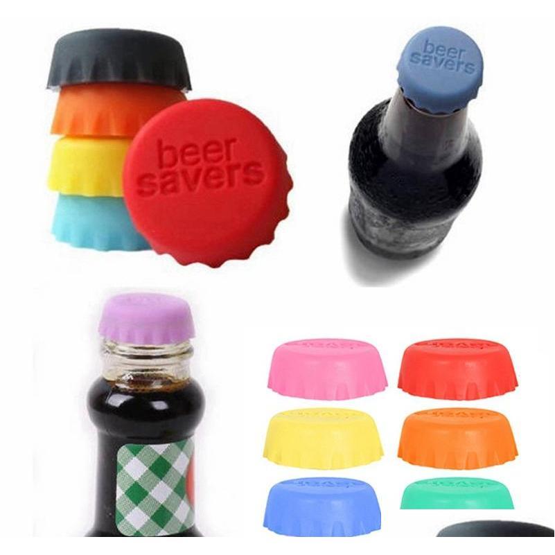 

6Pcs/Set Silicone Beer Caps Drinkware Lid Reusable Wine Beer Bottle Lids Cap Cover Saver For Kitche Barware Hha986 Cgy1P