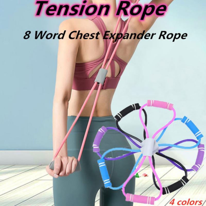 

Fitness Resistance Bands Yoga Tension Rope 8 Word Chest Expander Rope Workout Muscle Fitness Rubber Elastic Bands For Exercise