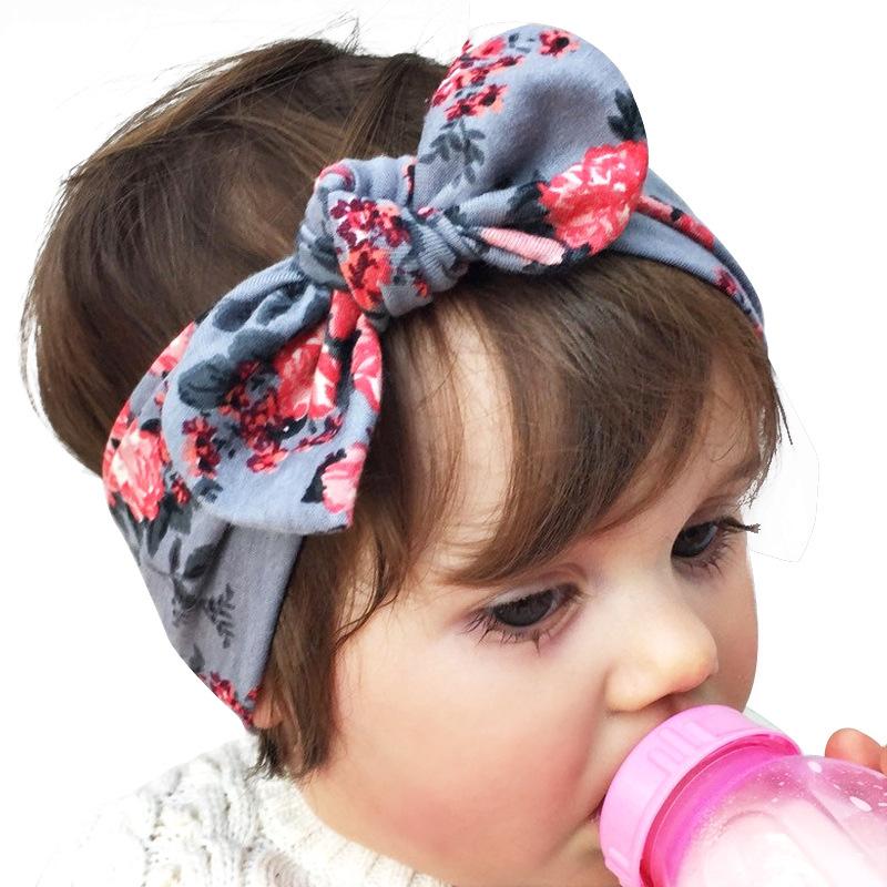 

1 Pcs Soft Kids Girl Print Flower Hat Hairband Cap Stretch Turban Knot Headband Headwear Hair Band, Random 1 pcs