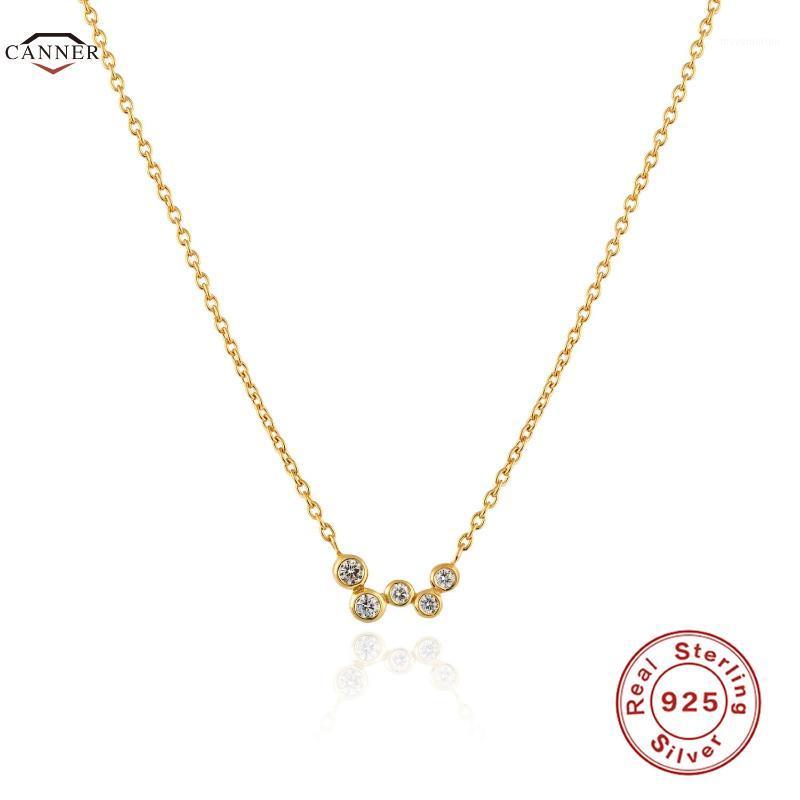

CANNER 925 Sterling Silver Simple Geometric Diamond Zircon Fashion Necklace for Women Choker Necklaces Chain Jewelry Collares1