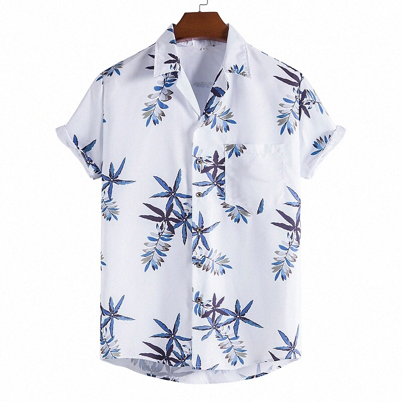 Men's Shirt Other Prints Floral Graphic Classic Collar Casual Holiday Print Short Sleeve Tops Tropical Beach Blue / White / Summer g7UP#