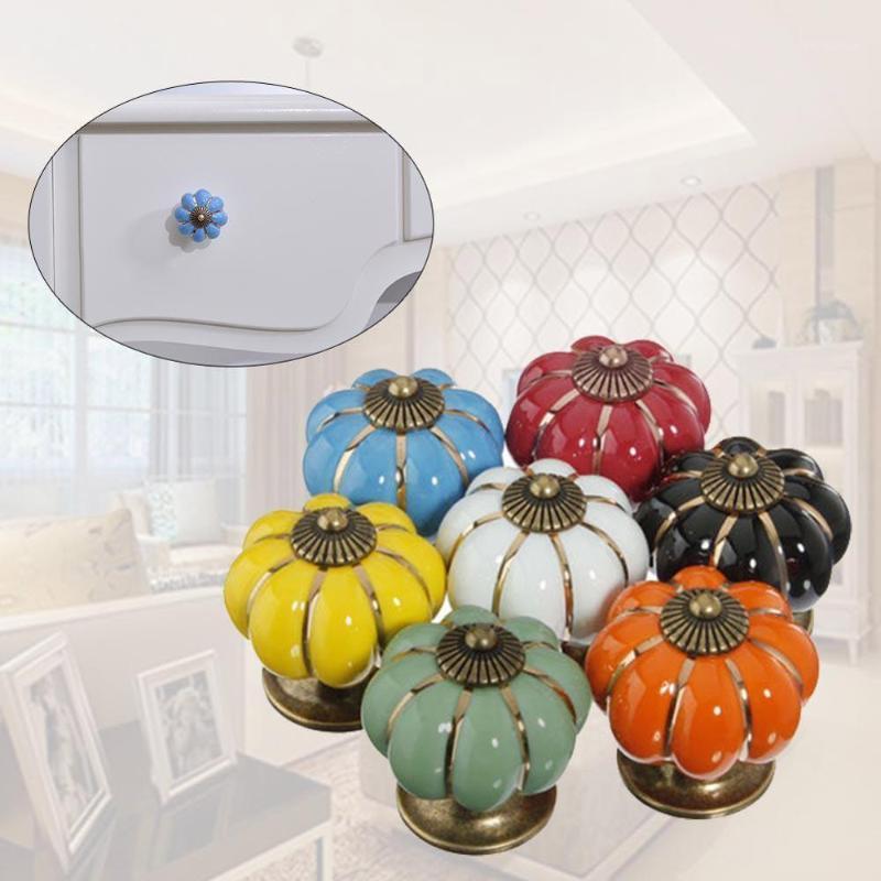 

Retro Hardware Vintage Pumpkin Furniture Handle Door Knobs Furniture Drawer Cupboard Kitchen Pull Handle Ceramic Cabinet Handles1