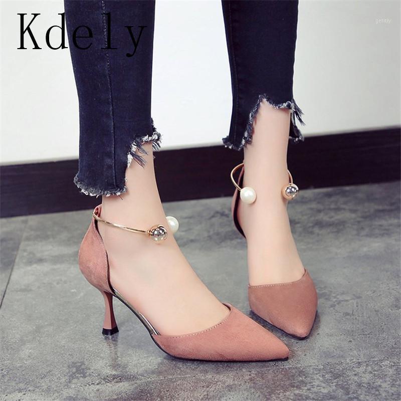 

Elegant Pearl Metal Buckle Show Thin Women's Sandals Solid Patent Leather Pointed Toe Fashion Brand High Heels Shoes Women1, Beige