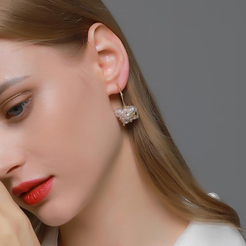 

New French Fashion S925 Silver Multi Layer Pearl Super Fairy C Shaped Women Earrings