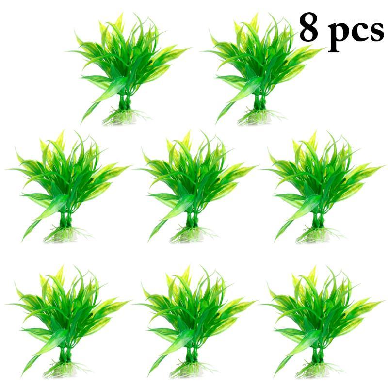 

8pcs Simulation Artificial Plants Aquarium Decor Water Ornament Plant Fish Tank Aquarium Grass Home Decoration1, Green