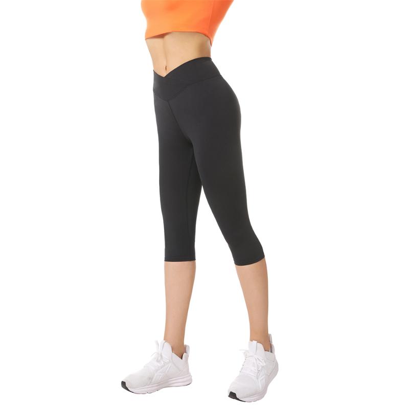 

Cropped Trousers Tight Pants Elastic Yoga Bottom Women Leggings Sports Running Quick Dry Gym Trousers High Waist Fitness Pants, Black