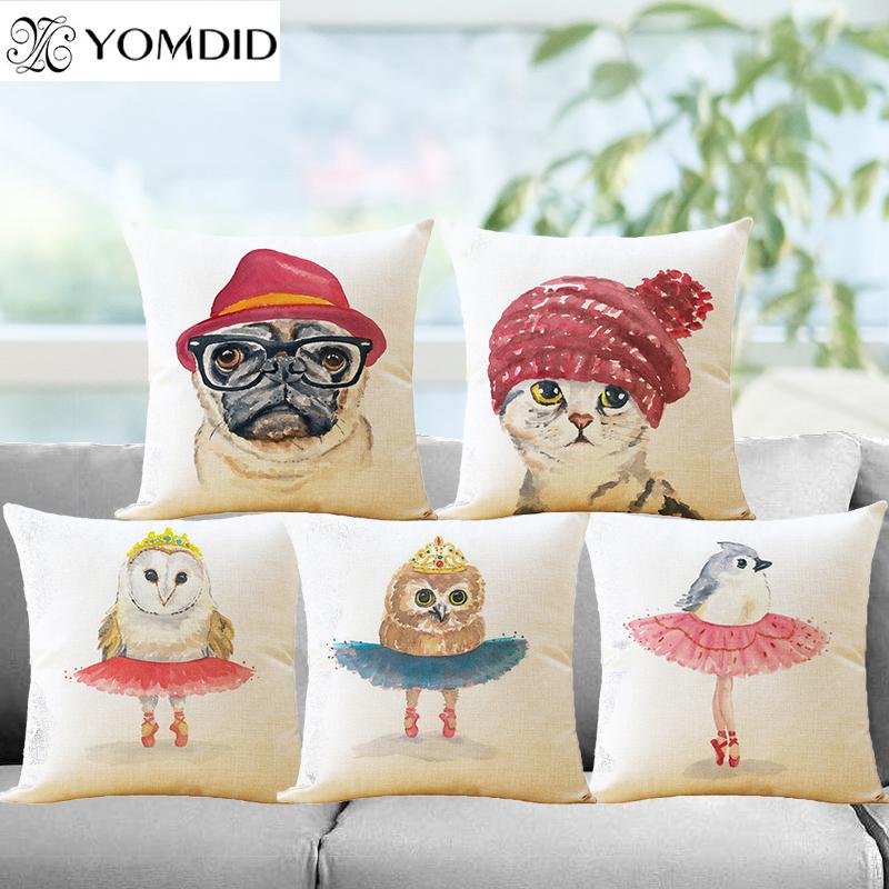 

Animal Cushion Cover Funny Dog Cat Printing PillowCase Linen Throw Pillows Car Sofa Cover Decorative Pillowcases decorativos, 11
