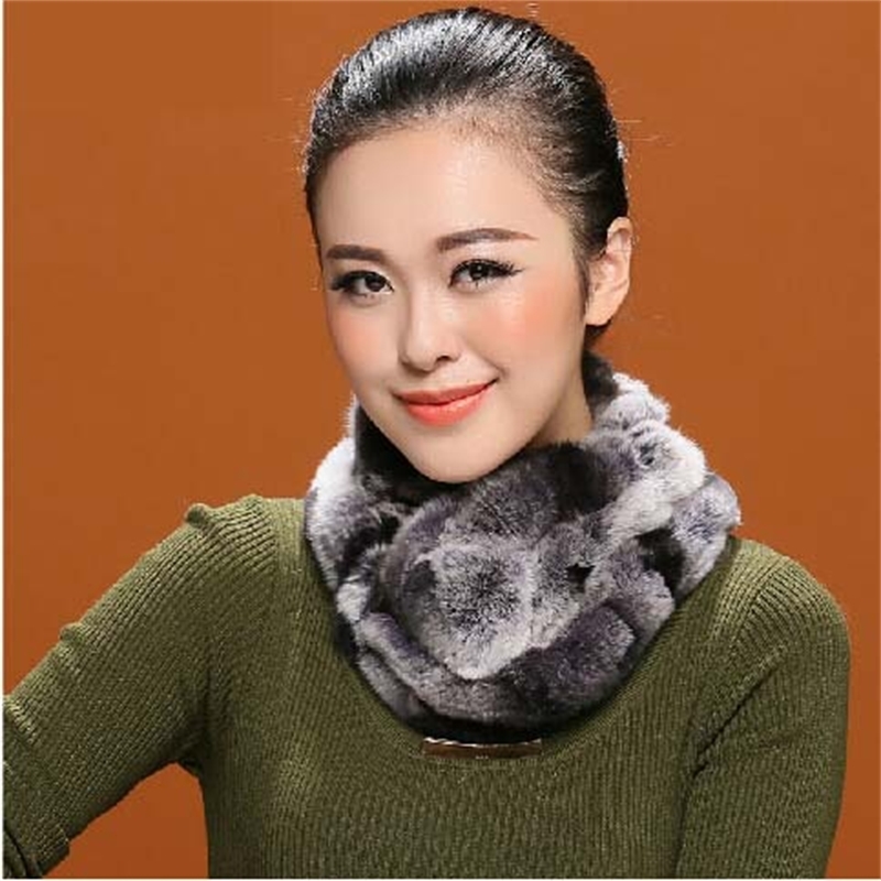

Skin of Natural Rabbit Women's Woman's Scarf Thermal Thickening Full Leather Collar 15bn