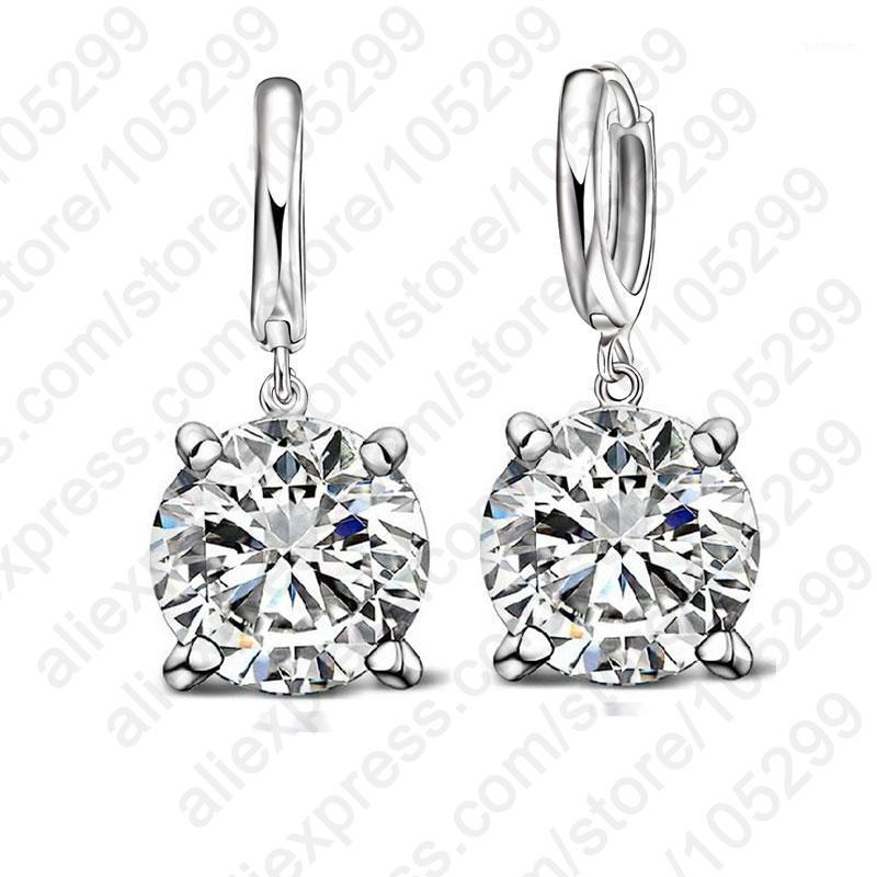 

Real 925 Pure Sterling Silver Dangle Earrings CZ Crystal Big Round Earrings For Women Girls Gift Fashion Jewelry1