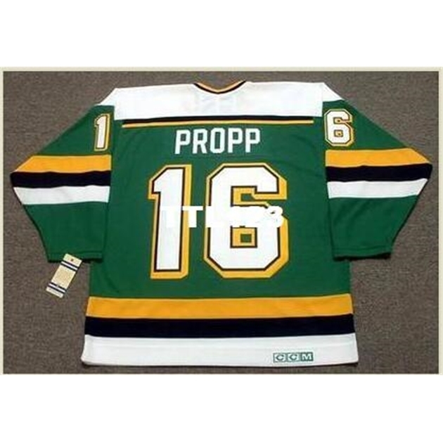 

740 #16 BRIAN PROPP Minnesota North Stars 1990 CCM Vintage Home Hockey Jersey or custom any name or number retro Jersey, Green