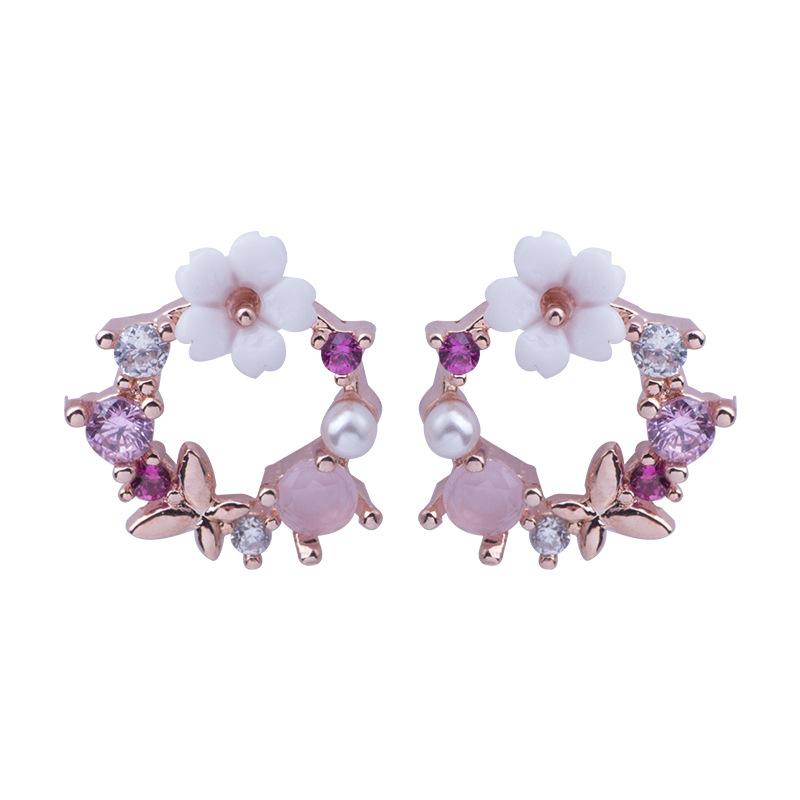 

Stud The Fashion Micro-inlaid Flower Ear Clip Without Pierced Garland Korean Earrings Bow February 14 Gift