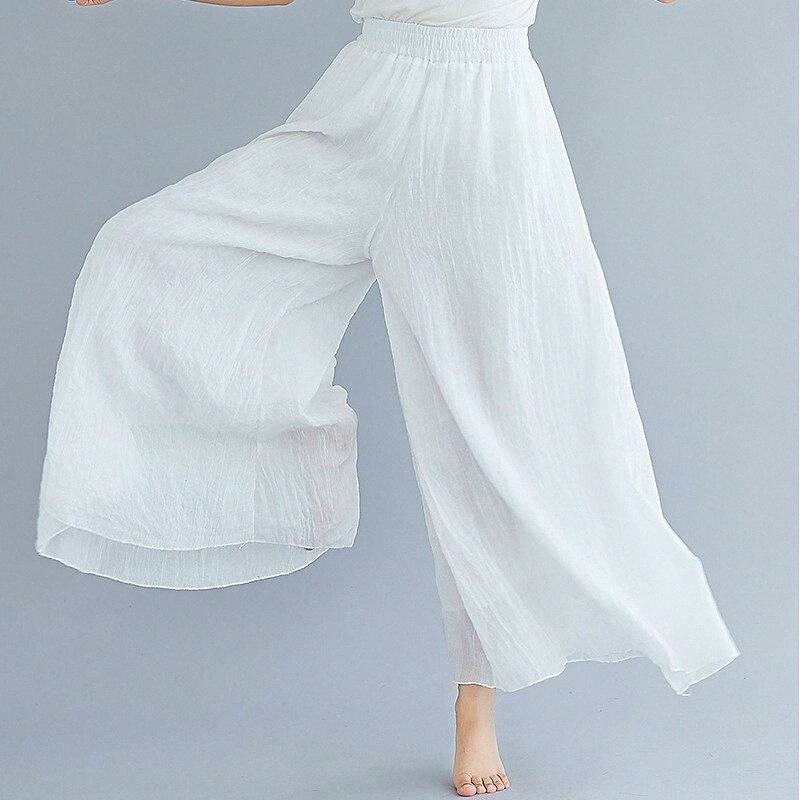 Mode Femme Casual / Sportif culottes larges jambe large jambe elastique taille-longueur pantalon de longueur décontractée stade inélastique confo