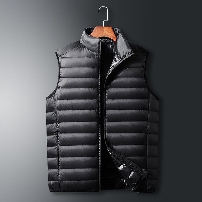 

Sleeveless down jacket 2020 winter new down jacket men's vest fashion stand-up collar waistcoat lightweight vest top, Black