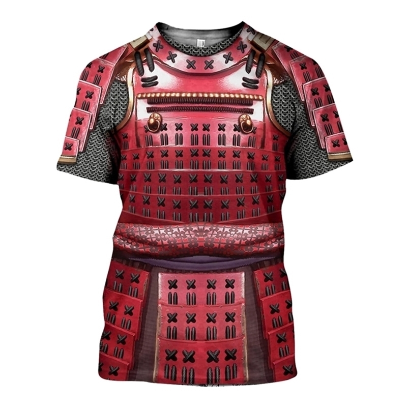 

summer T shirts 3D Printed Samurai Armor Men Harajuku Fashion Short sleeve shirt street Casual Unisex T-shirt top 220302