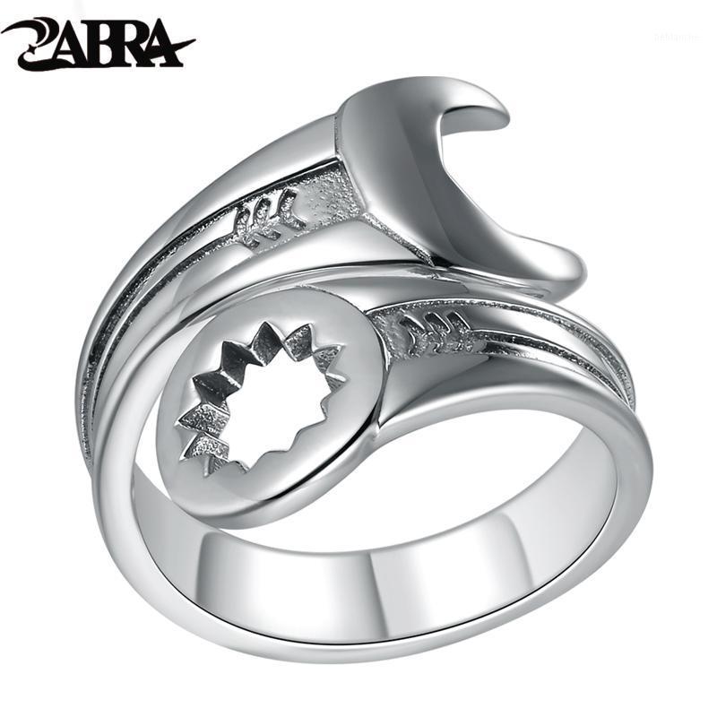 

Cluster Rings ZABRA Genuine Pure 925 Sterling Silver Cool Wrench Ring Men Adjustable Retro Love Vintage Punk Women Biker Jewelry1