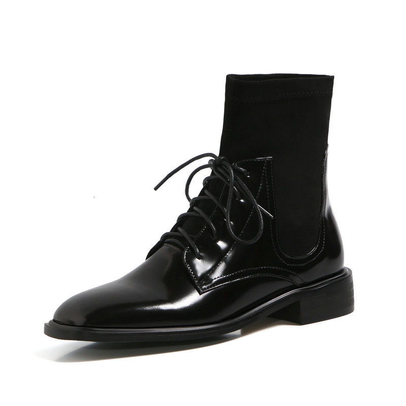 

2021 Autumn Winter Ankle Boots New Arrival Cross Tied Thick Heels Pumps Women Working Casaul Shoes Woman Rxcl, Black