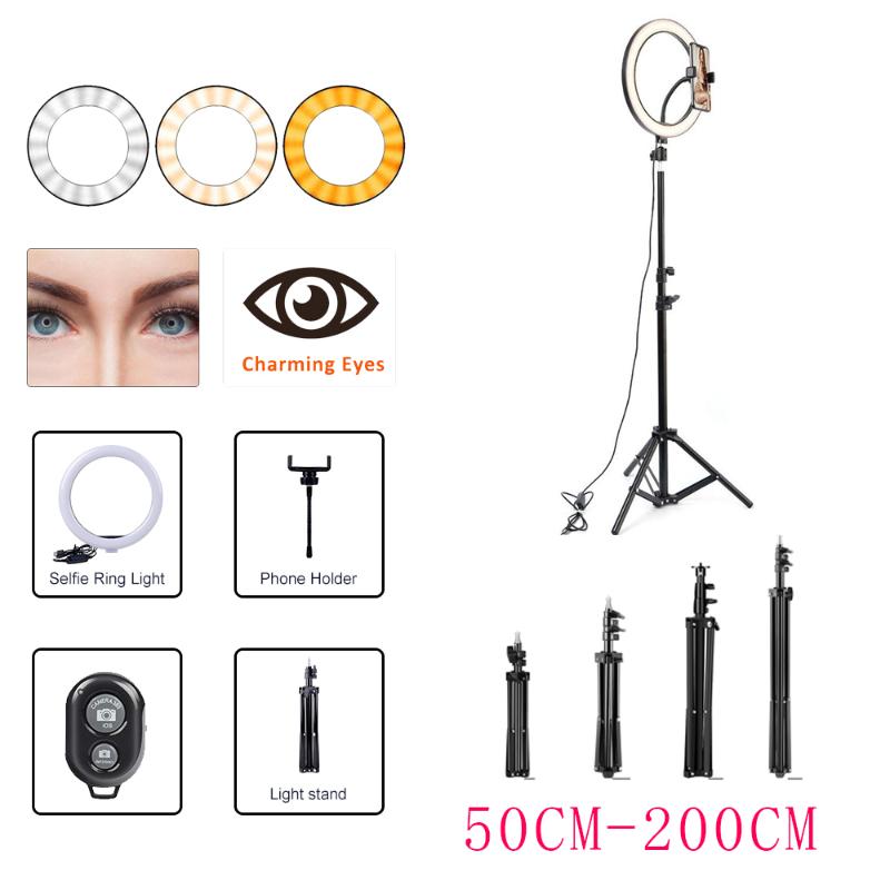 

Fill Lighting Photography with Tripod Stand Camera Photo Studio Circle Led Selfie Ring Light Phone Lamp for Video TikTok Youtube