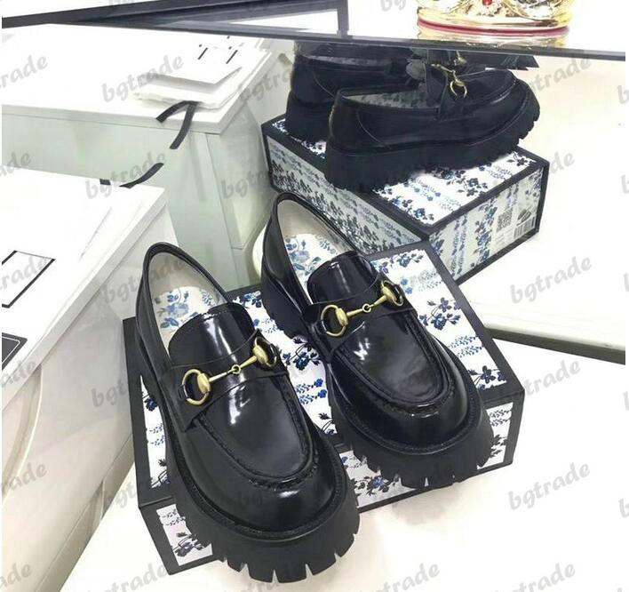 

Womens Horsebit Leather Chunky Loafers Lug Sole Shoes Slip-on Embroidered Logo High Low Heel Female Rounded square toe Floral Print Designer platform Shoe