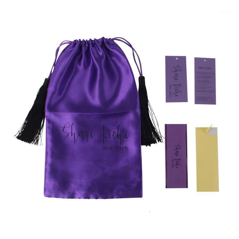 

Custom logo printing Virgin hair extensions bundles packaging bag with luxury tassel,packing paper hang tag wrap stickers sets1