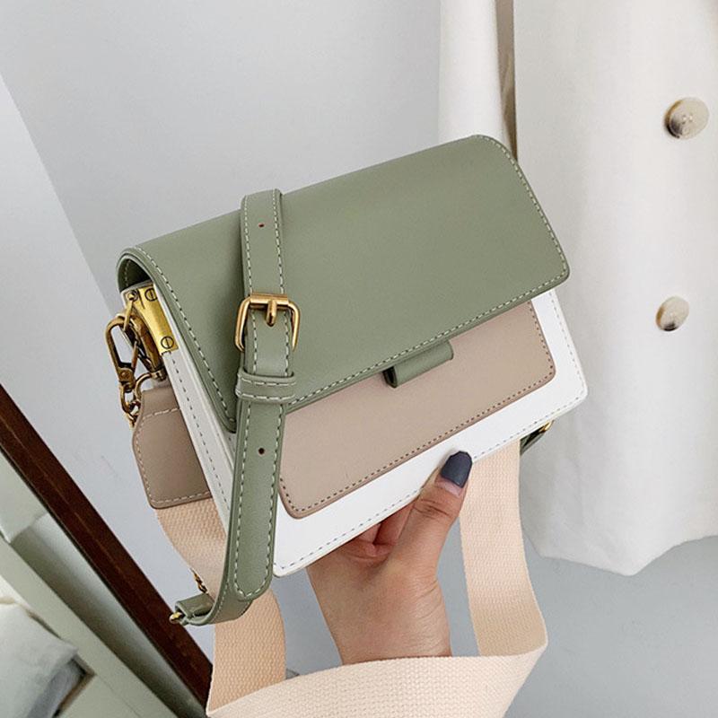 

Fashion Contrasting Color Design Leather Crossbody Bags for Women Female Trending Travel Chain Shoulder Handbags, Black