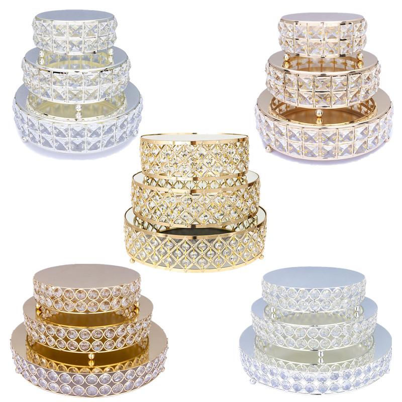 

H&D 5 Styles Cake Stand Set,Crystals Dessert 3pcs Cupcake Display Pedestal Jeweled for Wedding Birthday Party Tower Plate