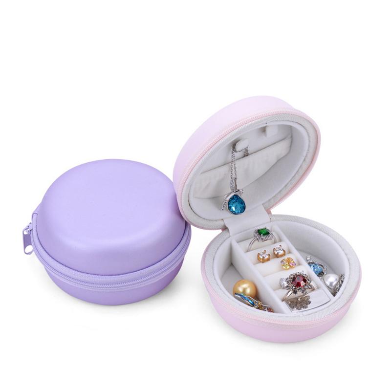 

Portable Travel Mini Jewelry Storage Box Built in Flannel PU Leather Package Box Jewellery Female Gift Essential