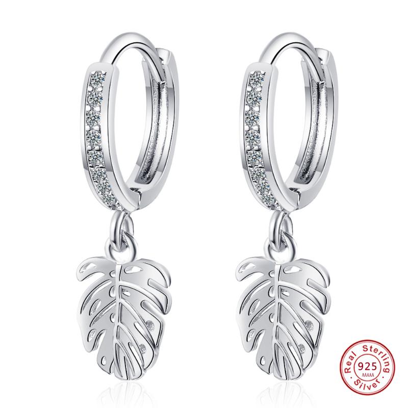 

Korea 925 Sterling Silver Mini CZ Leaf Stud Earrings for Women Micro Paved Rhinestone Crystal Earrings with S925 stamp Jewelry