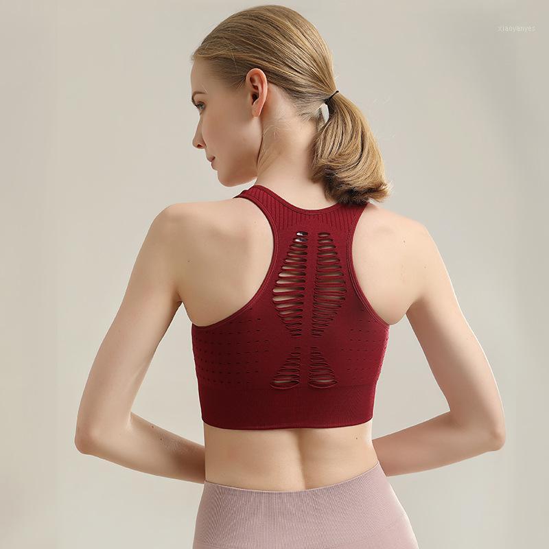 

Mesh Seamless Gym Sports Underwear Quick Drying Gathered Fitness Vest Women's Shockproof Anti Sagging Running Bra Yoga Suit1, Green